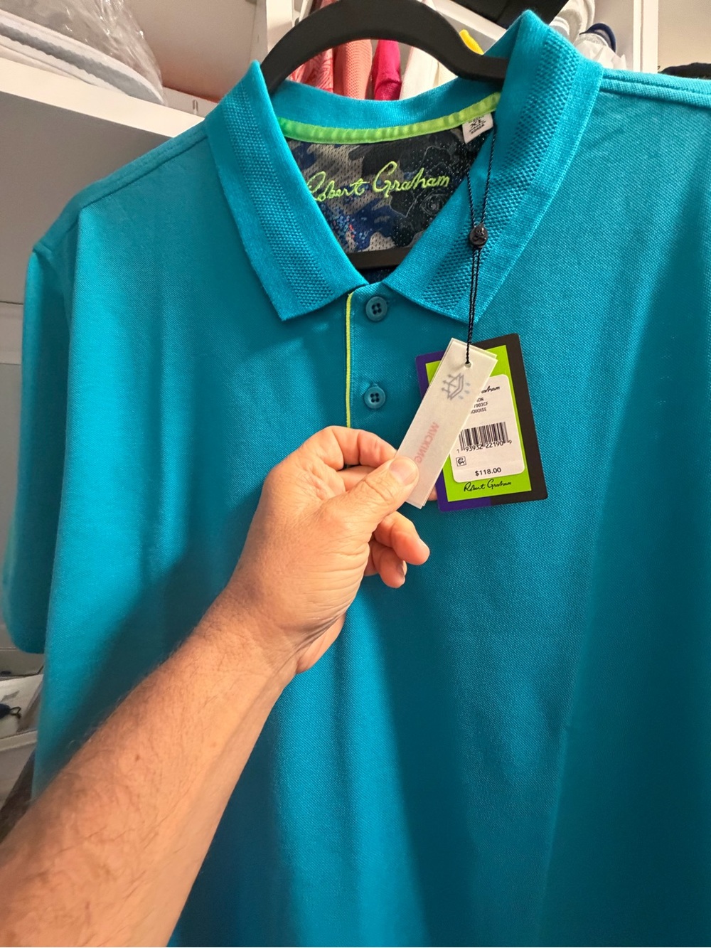 Robert Graham Teal Polo with Lime Trim